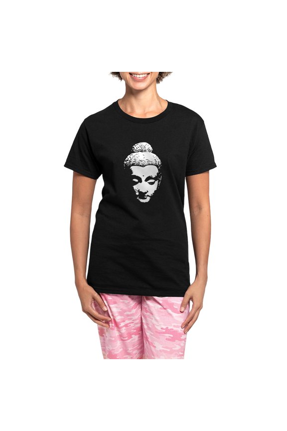 - Buddha Light Pajamas - Women's Short Sleeve Print T-Shirt and Pants Dark Cotton Pajama Set