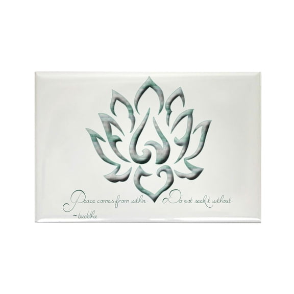 CafePress - Buddha Lotus Flower Peace Quote - Rectangle Magnet, 2"x3" Refrigerator Magnet