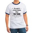 thumbnail image 1 of CafePress - Buddha Saying The Mind Is Everything ... Ringer - 100% Cotton Ringed T-Shirt, 1 of 4