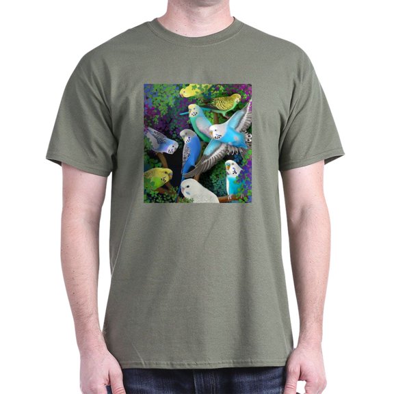CafePress - Budgerigars In Ferns Men's Value T Shirt - Men's Classic Graphic Cotton T-Shirt