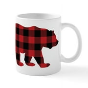 CafePress - Buffalo Plaid Bear - 11 oz Ceramic Mug - Novelty Coffee Tea Cup