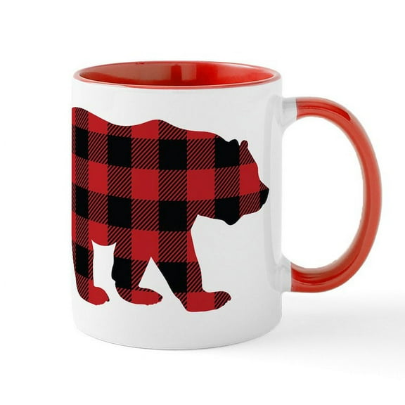 CafePress - Buffalo Plaid Bear - 11 oz Ceramic Mug - Novelty Coffee Tea Cup
