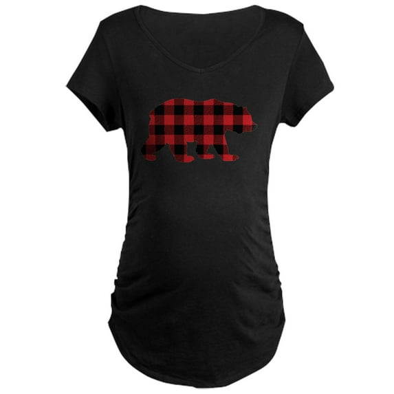 CafePress - Buffalo Plaid Bear Maternity Dark T Shirt - Maternity Dark T-Shirt