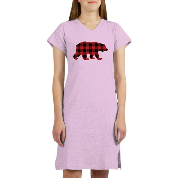 CafePress - Buffalo Plaid Bear - Women's Nightshirt