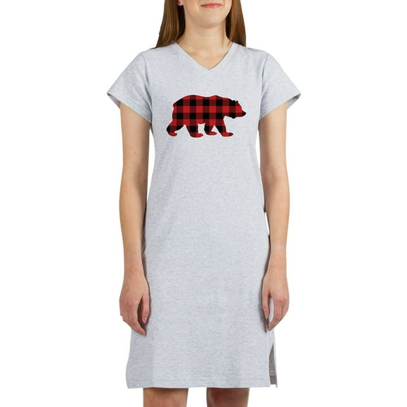 CafePress - Buffalo Plaid Bear - Women's Nightshirt