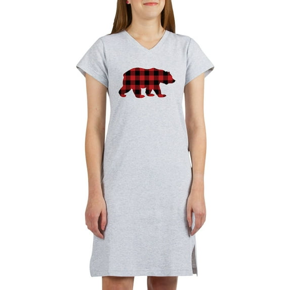 CafePress - Buffalo Plaid Bear - Women's Nightshirt