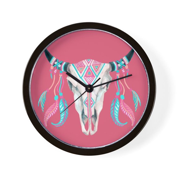 CafePress - Buffalo Skull - 10" Quartz Analog Battery-Powered Modern Wall Clock, Unique