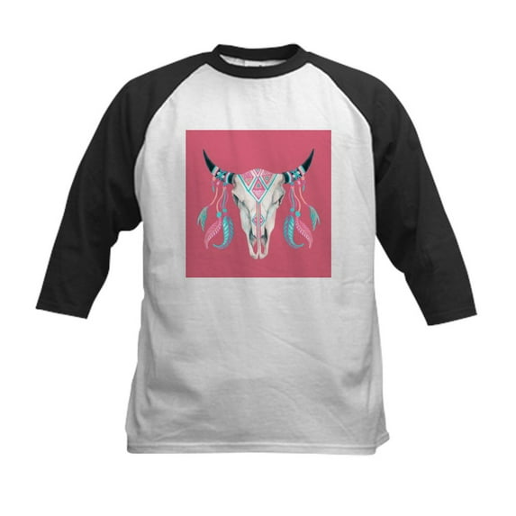 CafePress - Buffalo Skull Baseball Jersey - Kids Cotton Baseball Jersey, 3/4 Sleeve Shirt