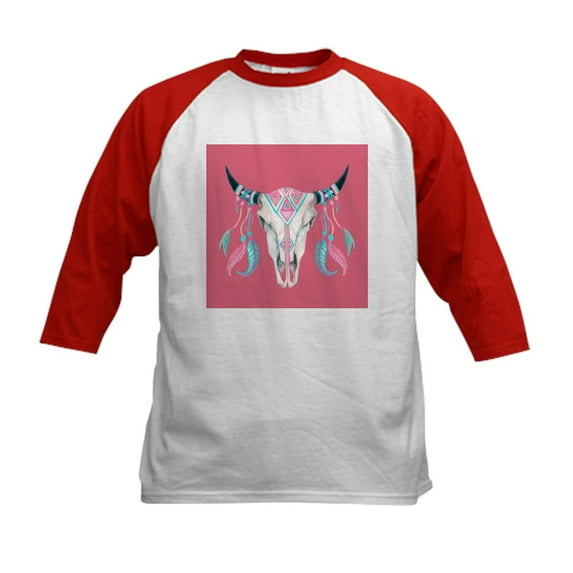 CafePress - Buffalo Skull Baseball Jersey - Kids Cotton Baseball Jersey, 3/4 Sleeve Shirt