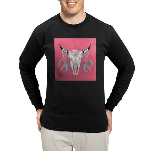 CafePress - Buffalo Skull Long Sleeve T Shirt - Long Sleeve Dark T-Shirt