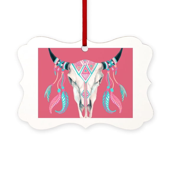 CafePress - Buffalo Skull Ornament - Scroll Ornament