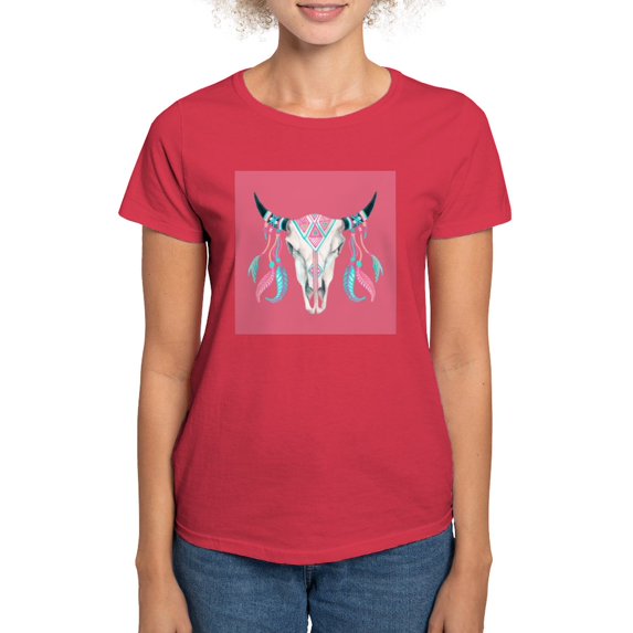 CafePress - Buffalo Skull T Shirt - Women's Traditional Fit Dark T-Shirt