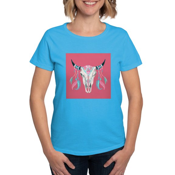 CafePress - Buffalo Skull T Shirt - Women's Traditional Fit Dark T-Shirt