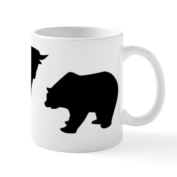 CafePress - Bull Bear Mug - 11 oz Ceramic Mug - Novelty Coffee Tea Cup