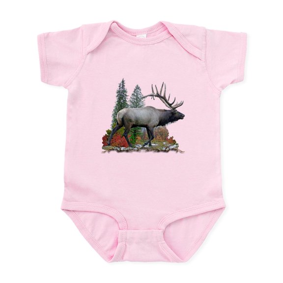 CafePress - Bull Elk R Body Suit - Baby Light Bodysuit, Size Newborn - 24 Months