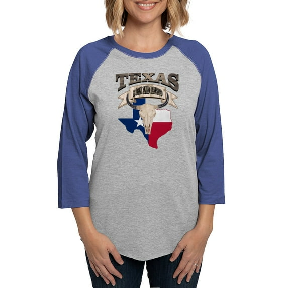 CafePress - Bull Skull Born Texas Long Sleeve T Shirt - Womens Baseball Tee