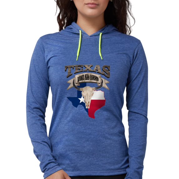 CafePress - Bull Skull Born Texas Long Sleeve T Shirt - Womens Hooded Shirt