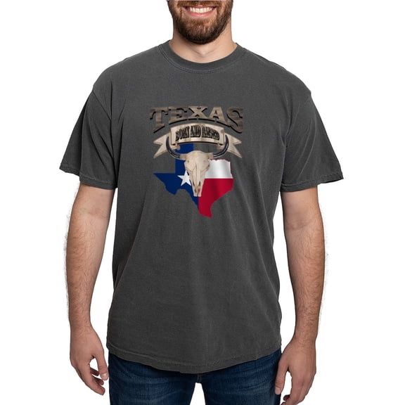 CafePress - Bull Skull Born Texas T Shirt - Mens Comfort Colors Shirt
