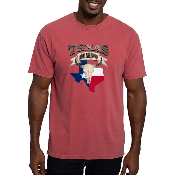 CafePress - Bull Skull Born Texas T Shirt - Mens Comfort Colors Shirt