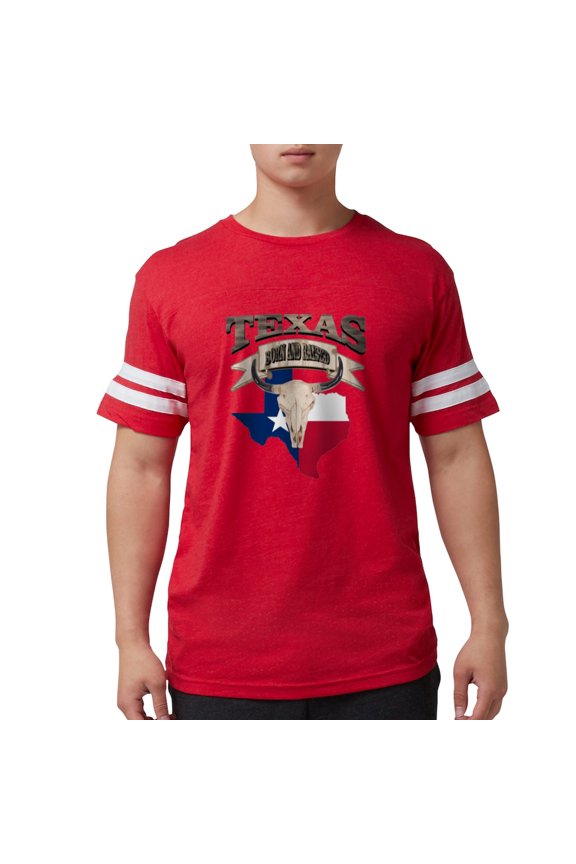 - Bull Skull Born Texas T Shirt - Mens Football Shirt