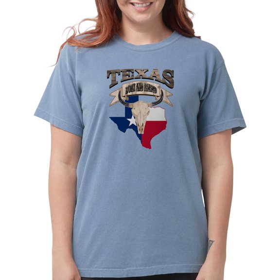 CafePress - Bull Skull Born Texas T Shirt - Womens Comfort Colors® Shirt