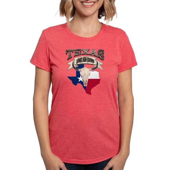 CafePress - Bull Skull Born Texas T Shirt - Womens Tri-blend T-Shirt