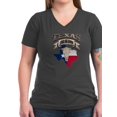 thumbnail image 1 of CafePress - Bull Skull Born Texas - Women's V-Neck Dark T-Shirt, 1 of 1