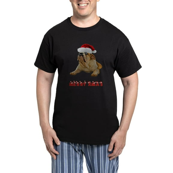 CafePress - Bulldog Christmas Men's Dark Pajamas - Men's Dark Loose Fit Cotton Pajama Set