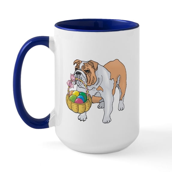CafePress - Bulldog Easter Large Mug - 15 oz Ceramic Large White Novelty Mug
