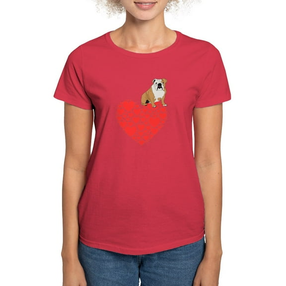 CafePress - Bulldog Heart Women's Classic T Shirt - Women's Traditional Fit Dark T-Shirt
