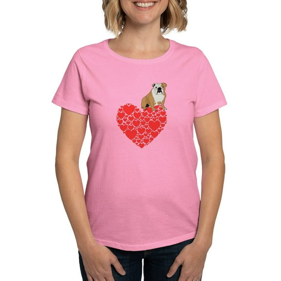 CafePress - Bulldog Heart Women's Classic T Shirt - Women's Traditional Fit Dark T-Shirt