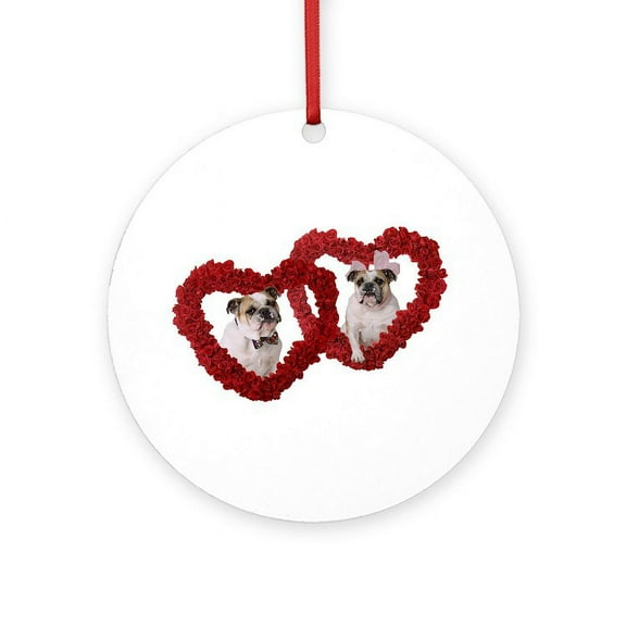 CafePress - Bulldog Love - Round Wood Ornament 4"