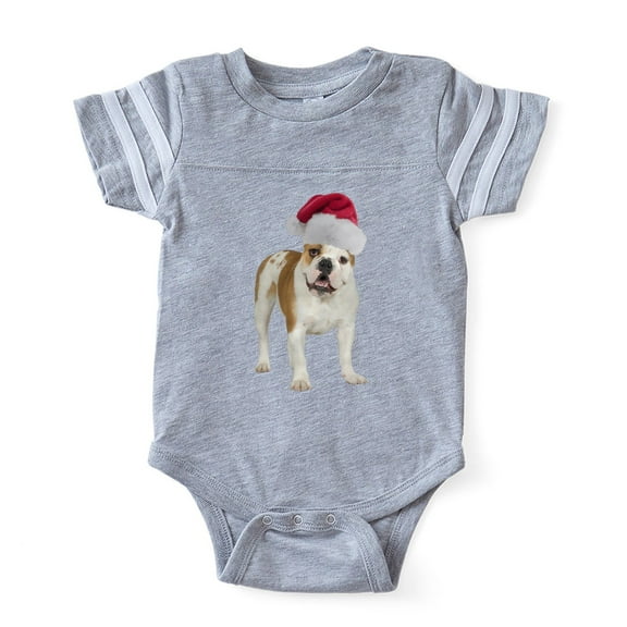 CafePress - Bulldog Santa - Cute Infant Baby Football Bodysuit