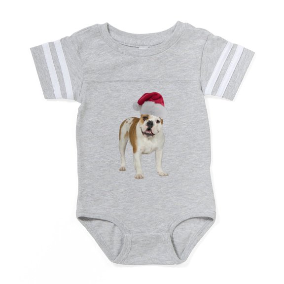 CafePress - Bulldog Santa - Cute Infant Baby Football Bodysuit