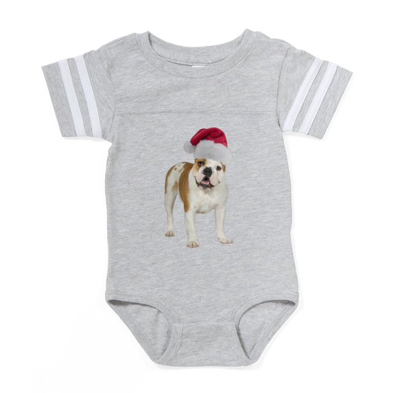 CafePress - Bulldog Santa - Cute Infant Baby Football Bodysuit