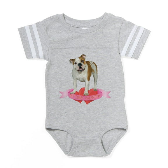 CafePress - Bulldog Valentine - Cute Infant Baby Football Bodysuit