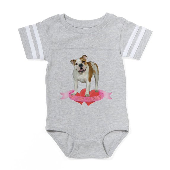 CafePress - Bulldog Valentine - Cute Infant Baby Football Bodysuit