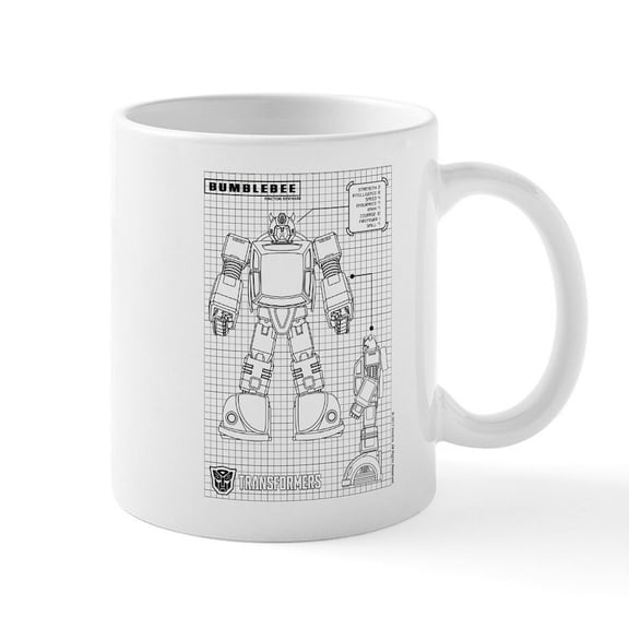 CafePress - Bumblebee Blueprint Mugs - 11 oz Ceramic Mug - Novelty Coffee Tea Cup