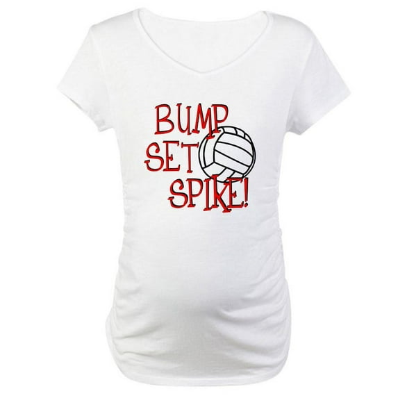 CafePress - Bump, Set, Spike Maternity T Shirt - Cotton Maternity T-shirt, Cute & Funny Pregnancy Tee