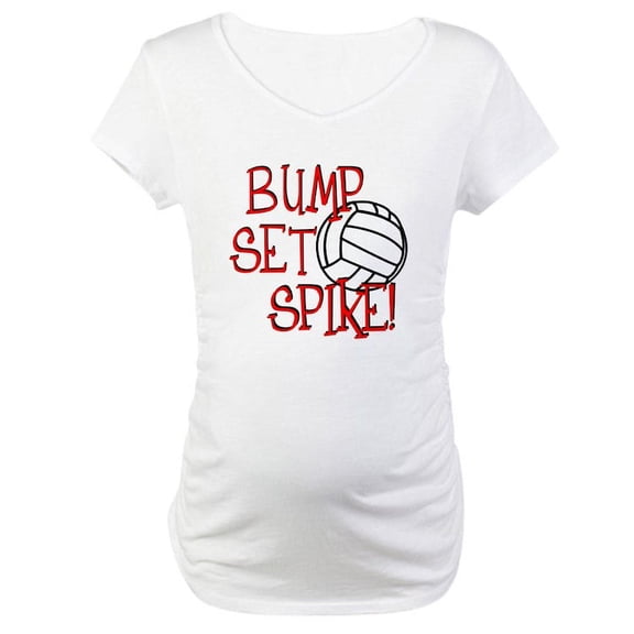 CafePress - Bump, Set, Spike Maternity T Shirt - Cotton Maternity T-shirt, Cute & Funny Pregnancy Tee