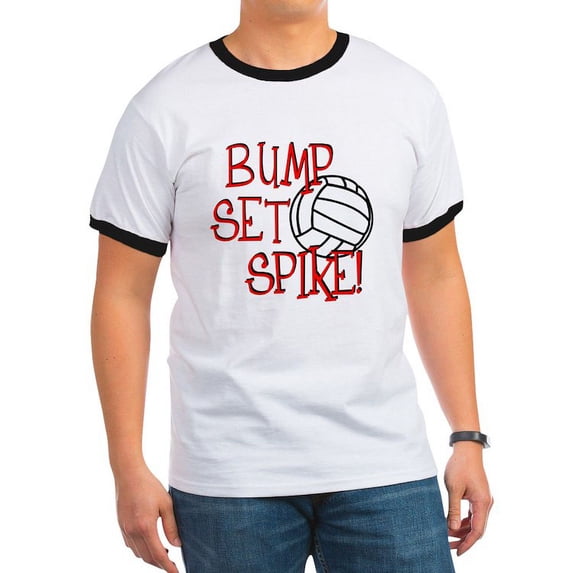 CafePress - Bump, Set, Spike T Shirt - 100% Cotton Ringed T-Shirt