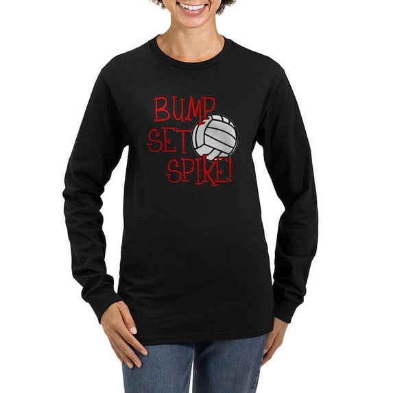 CafePress - Bump, Set, Spike Women's Long Sleeve Dark T Shirt - Women's Long Sleeve Graphic Tee Casual Fit