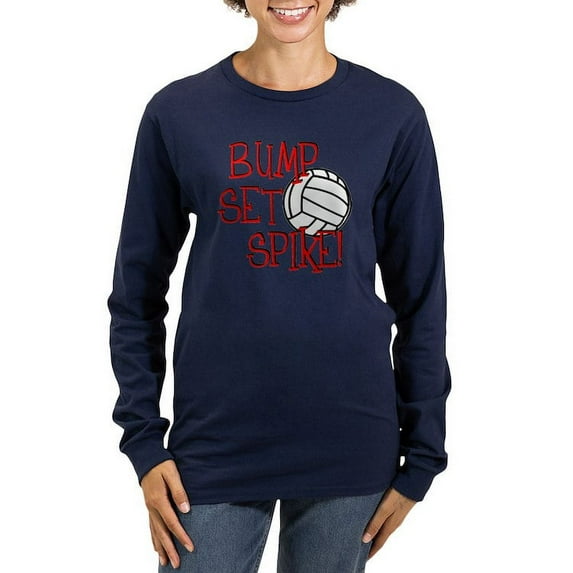 CafePress - Bump, Set, Spike Women's Long Sleeve Dark T Shirt - Women's Long Sleeve Graphic Tee Casual Fit