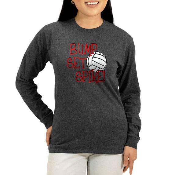 CafePress - Bump, Set, Spike Women's Long Sleeve Dark T Shirt - Women's Long Sleeve Graphic Tee Casual Fit
