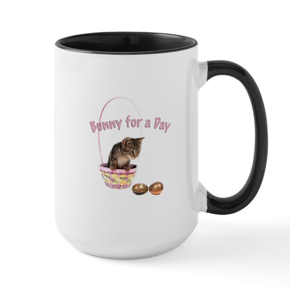 CafePress - Bunny For A Day Large Mug - 15 oz Ceramic Large White Novelty Mug