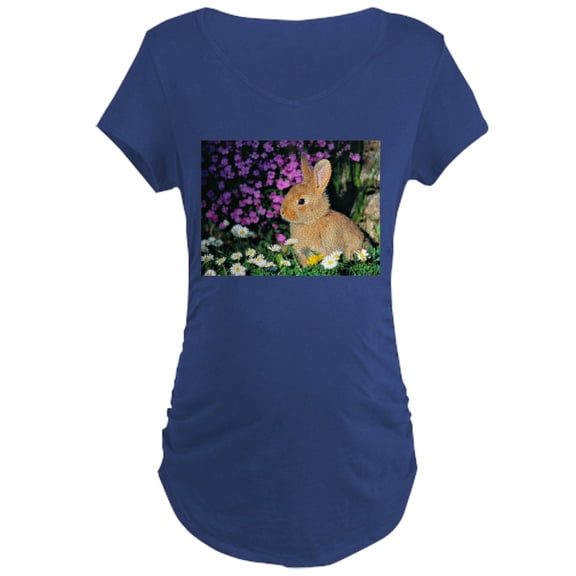 CafePress - Bunny In Flowers Maternity Dark T Shirt - Maternity Dark T-Shirt