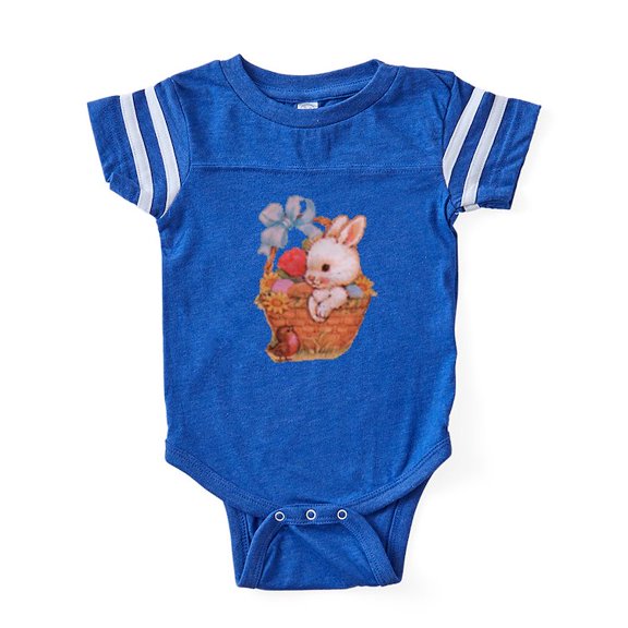 CafePress - Bunny Rabbit In An Easter Basket Baby Football Bod - Cute Infant Baby Football Bodysuit