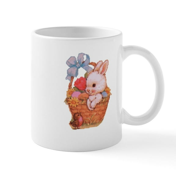 CafePress - Bunny Rabbit In An Easter Basket Mugs - 11 oz Ceramic Mug - Novelty Coffee Tea Cup