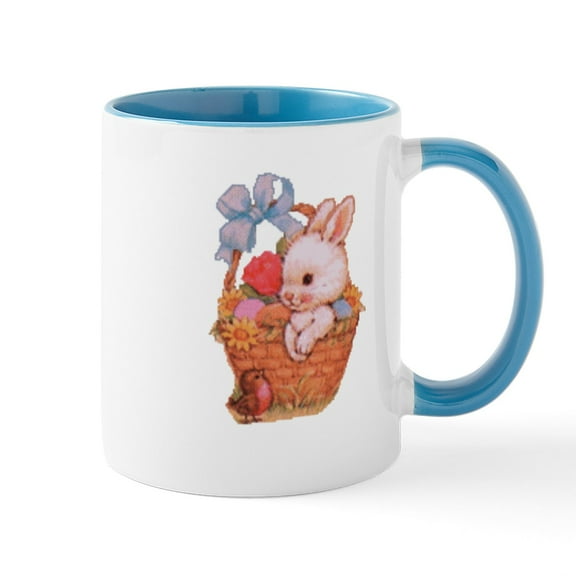 CafePress - Bunny Rabbit In An Easter Basket Mugs - 11 oz Ceramic Mug - Novelty Coffee Tea Cup