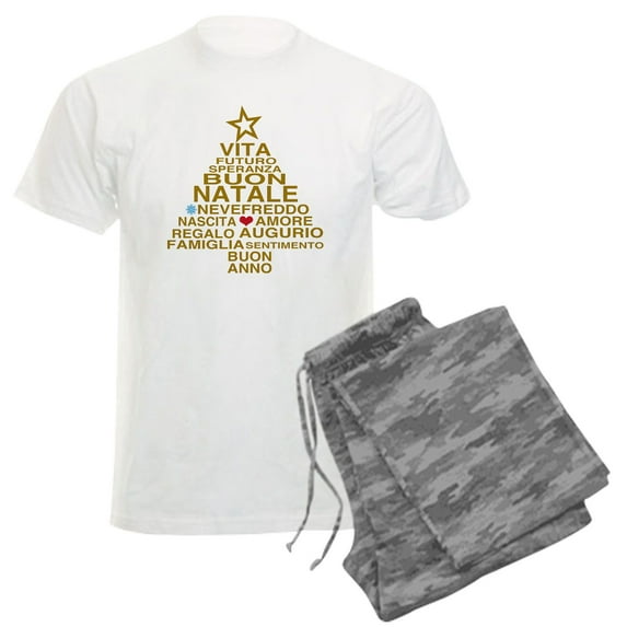 CafePress - Buon Natale Men's Light Pajamas - Men's Light Loose Fit Cotton Pajama Set